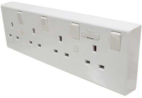 A1 ELECTRICS A1ELECTRICS.COM Socket Converter 1 or 2 Gang to 4 Gang - Fused and Switched