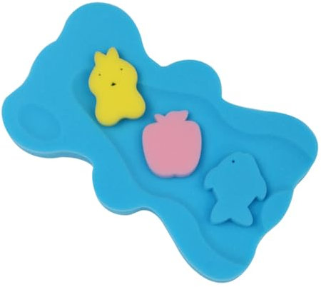 DRESSOOS Badeschwamm Mit Rutschfester Unterlage Cartoon-badekissen Für Neugeborene Hygienische Und Schnell Trocknende Badematte Blau
