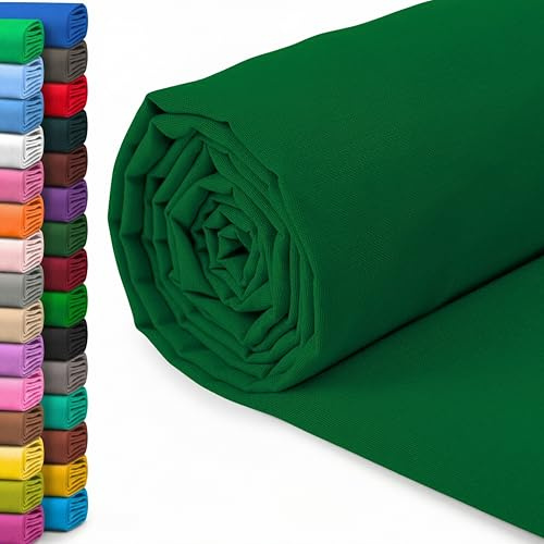 A-Express 100% Cotton Fabric - 60 Inch 150cm Wide - Plain Cotton Fabric by the Metre - Ideal for Quilting, Sewing, Dressmaking, Curtain Linings, Totes, Bedding, Pillowcases - Dark Green 1 Metre