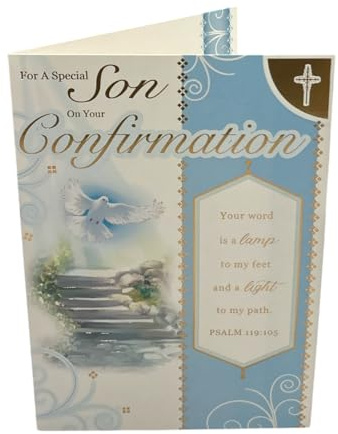 For Son Dove And Cross Blue Design Confirmation Religious Greeting Card