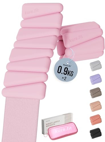 kure.fit Weighted Bangles | Adjustable Wrist and Ankle Weights for Women 2LB Each (Set of 2) | Ankle Weights for Yoga, Pilates & Walking | Leg & Arm Weights for Men | Home & Gym Workouts | Pink