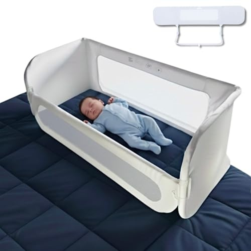 KOKOTTA Barrera Cama Niños Evolutiva, hasta 185cm – Barandilla Anticaídas para Bebé y Cuna Colecho, Cuna de Viaje Plegable, Seguridad Infantil con Funda Lavable, Bolsa de Viaje y Cestas Almacenamiento