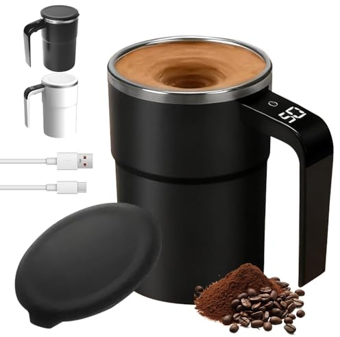 Hojalis Taza De Café Con Agitación Magnética Automática, 380 ml Taza De Café Autoagitable, Recargable Por USB, TAza De CAfé Automática, TAza De Café Eléctrica para CAfé Té Chocolate Caliente Leche