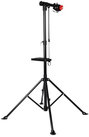 Supporto riparazione bicicletta, piedino da officina bicicletta, supporto riparazione bicicletta, montaggio bici regolabile altezza 107-189 cm rotazione 360°, vassoio attrezzi, carico 30 kg