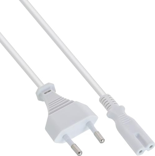 InLine 16601W - Cable de alimentación a Enchufe Europeo 8 C7, Color Blanco, 1 m