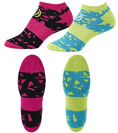 Zumba - Juego de 2 pares de calcetines de compresión en colores vivos, zapatillas deportivas, calcetines para fitness, ropa
