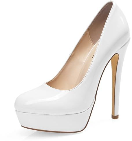 GENSHUO Talon Haut, 10 cm / 3,94 Pouces Chaussures à Talons Hauts pour Femmes Bout Pointu Robe de soirée Pompes de Bal,Blanc, 38 EU(8 US)