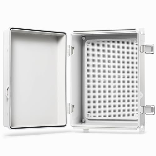 QILIPSU Outdoor Electrical Box, 14.6x10.6x5.9 Waterproof Junction Box IP67 Plastic Enclosure Grey ABS Weatherproof for Projects WiFi Lighting Pump Control