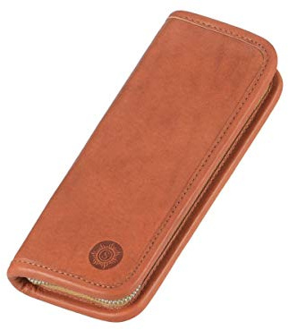 Sonnenleder Stiftetui Leder MÖRIKE mit 2 Füllerschlaufen Federtasche Etui für Füller natur braun