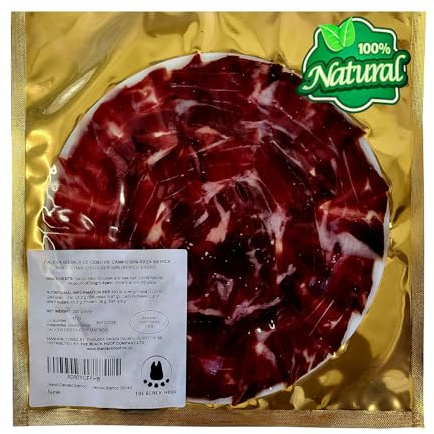 Jambon Iberique (Epaule) 100% Naturel Tranche a Couteau Pata Negra - 100 grammes Jambon PATA NEGRA - Jamon Iberico Tranche - Jambon Espagnol en Tranches