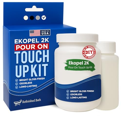 Ekopel Bathtub Refinishing Kit - Made in The USA - Odorless Tub and Tile Reglazing - Most Durable Never Peel Tub Paint Coating - Pour On Touch Up Size