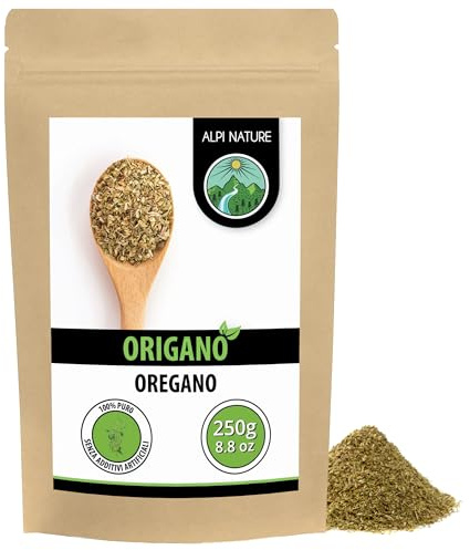 Alpi Nature Origan Séché 250g, Herbe d'Origan Frottée pour la Cuisine, les Pâtes et la Pizza