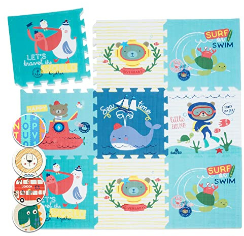 Babify Tappeto puzzle per bambini Toy Planet, spessore 1,4 cm, antiscivolo, extra grande, reversibile, impermeabile, portatile, doppio lato (165 x 165 x 1,4 cm)