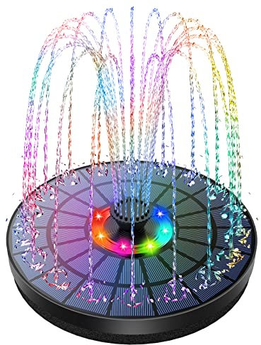AISITIN LED Solar Springbrunnen 5,5W Buntes Solarbrunnen für außen 2025 Upgrade,Solar Teichpumpe mit 7 Effekte Solar Wasserpumpe Solar Schwimmender Fontäne für Garten Fischteich Wasserspiel Vogel-Bad