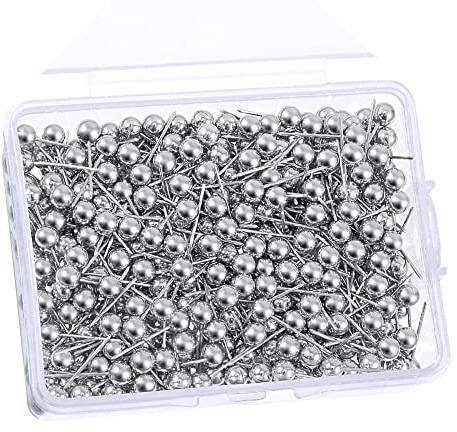 200 st runda plasthuvuden tryckstift huvudstänger karta tryckstift kontor skolmaterial för karta kork anslagstavla märkning (silver)