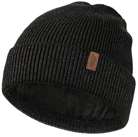 Wmcaps Beanie Mütze, Herren Winter Warme Unisex Wintermütze Strickmütze Dehnbare Weiche Wollmütze mit Bündchen und Dickem Warmem Futter Geschenk für Freundin männer Frauen (Dunkelgrau)