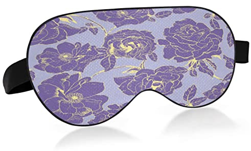 Masque de sommeil Roses violettes pour femmes et hommes, lisse et confortable, masque pour les yeux, bandeau de nuit avec sangle réglable pour les voyages, le travail posté
