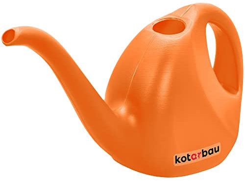 KOTARBAU® Arrosoir de jardin 2 l en plastique pour arroser des fleurs avec bec long - Petit arrosoir à fleurs pour l'intérieur et l'extérieur - Pour la maison, l'arrosage des plantes - Orange