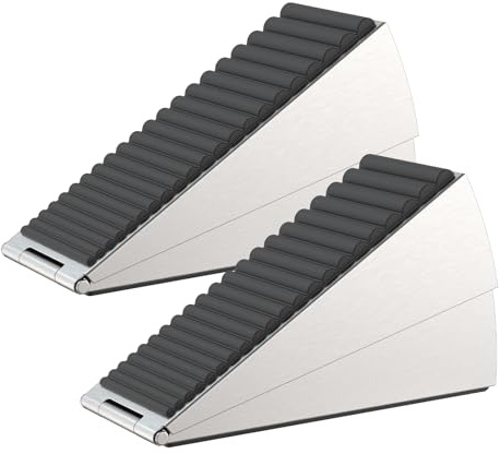 FLORA GUARD Tope de puerta de suelo 7,6 cm 2 piezas | Tope pesado de acero inoxidable con resorte ajustable y base de goma antideslizante para protección de puertas