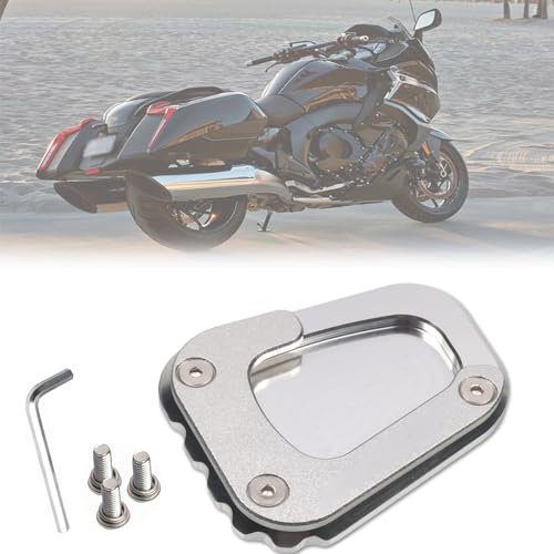 Aluminiumlegering motorcykelställ dyna, motorcykelställ fot sidostativ förlängningsdyna stödplatta kompatibel med B&MW K1600B K1600GT K1600GTL motorcykeltillbehör (storlek: för K1600GT, färg: silver)