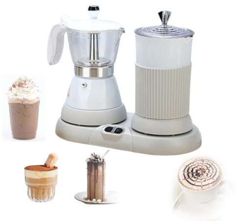 TDLROKRL Coffee Maker, Electric Moka Pot & Milk Frother Machine, Percolator Coffee Pot Coffee Maker, Household Mini Automatic Milk Foaming Machine, for Cappuccino, Mocha & Latte Macchiato