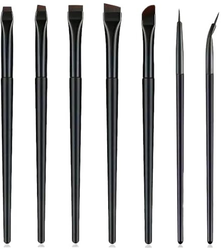 TRKETK 7 Pièces Pinceaux de Maquillage Professionnels, Kit de Pinceaux Yeux Plat et Fin Pinceaux de Maquillage pour Eye-Liner Brosse à Sourcils Pinceau Biseauté Incliné pour Sourcils, Cosmétiques