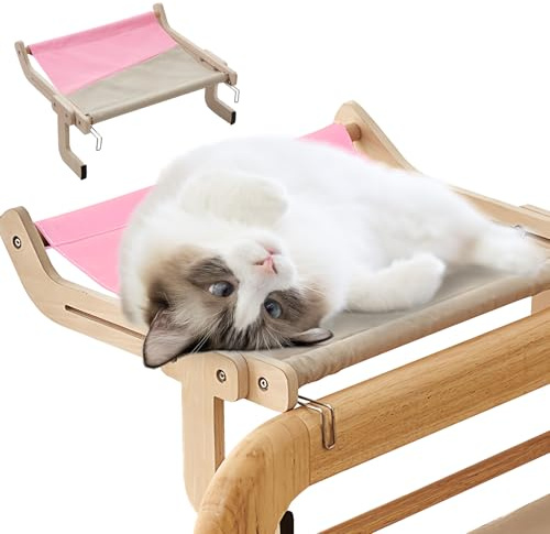 Cat Hammock for Windows: PRITOK Hammock Cat Heating Cat Bed Window Sill for Cats, Hanging Cat Hammock, Cat Window Lounger, Sturdy Cat Bed up to 18 kg (Pink)