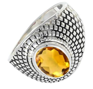 SILVERTROVE Ädelstensring för män och kvinnor i 925 sterling silver smycken gåva CRG1172AA, 52 (16.6), Ädelsten, Citrin