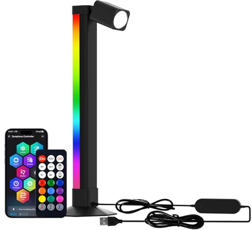 Lámpara de Escritorio LED Inteligente con Luz de Lectura, Lámpara Gaming RGBIC con Cambio de Color, Control por App, Sincronización Musical, Iluminación Ambiental para Dormitorio, Gaming y Oficina