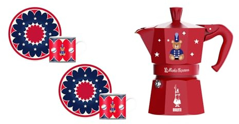 Bialetti - Joyful Christmas Set Moka Express 3 tz + 2 Cups and Saucers