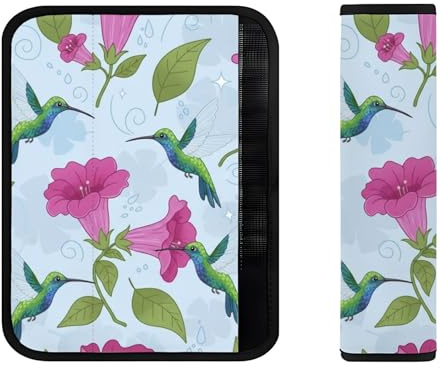 Cuscinetti per cinture di sicurezza con colibrì e fiori blu, comodi cuscinetti per cinture di sicurezza, accessori per cinture di sicurezza per tutte le stagioni, copertura per auto comfort generale