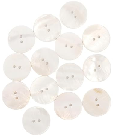 50Pcs Natural Mother of Pearl Buttons, 2-Hole Round Shell Buttons 10mm for Sewing, Knitting & DIY Crafts, MOP Buttons for Shirts, Cardigans & Blouses - White