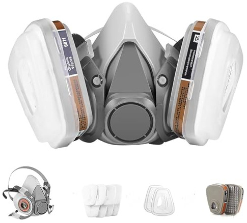 LAMANICE Mascarillas respiratorias, medias máscaras, máscaras de pintura en aerosol con filtros, adecuadas para entornos con carpintería, pintura, pulverización, pulido mecánico, formaldehído, lijado