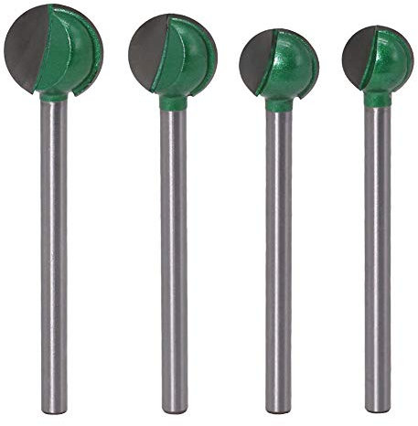 Gasea 4pcs 6mm Shank Long Core Box End Grooving Router Bit CNC Round Nose Groove Cutter Woodworking Tool Bits (16/18/ 20/ 22mm)