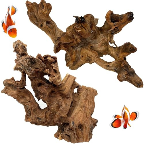 kathson 2 PCS Large Aquarium Driftwood, 7.5''-12''Natural Fish Tank Driftwood Assorted Branches Reptiles Drift Wood Decor Aquarium Wood Aquascaping Terrarium Ornament Habitat Accessories