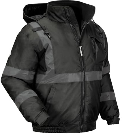 Ergodyne unisex adult Enhanced Visibility for Night Or Low Light Conditions Winter Jacket, Black, Large US