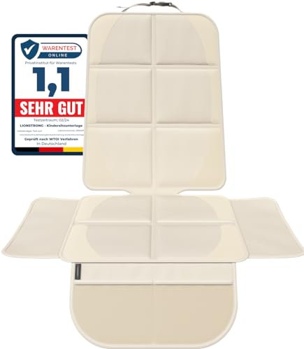 LIONSTRONG® Car Seat Protector for Child Seat [ISOFIX compatible]- Seat Cover for Infant Seat waterproof - Carseat Seat Protectors Baby - Car Seat Mat Dirt resistant - cream