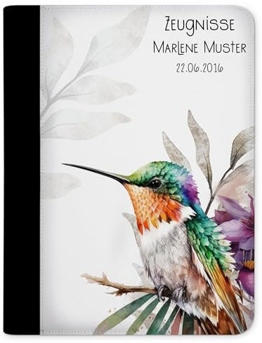 CreaDesign Customize A4 Zeugnismappe für Kinder 26,7x32,7x1 cm, Sichtbuch mit 10 Klarsichthüllen, erweiterbar auf bis zu 20 Taschen, Kolibri design, Dokumentenmappe für Schüler