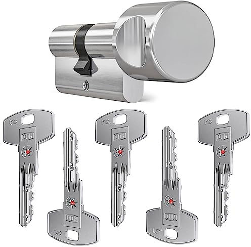 DOM rs Sirius® Knaufzylinder 30/30K | Griffmuldenknauf | inkl. 5 Schlüssel | hoher Schlüsselkopierschutz | Patentschutz bis 2044 | mit Sicherungskarte (Einzelschließung)