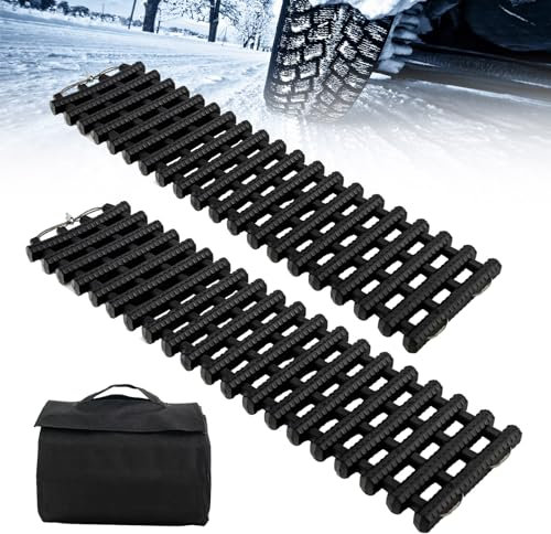 GOPLUS Recovery Board Offroad Tracks, 2er Set Anfahrhilfe, S/M/L Traktionshilfe mit Tragetasche, Traktionsmatte Auto bei Schnee Schlamm Sand, für SUV & Pickup (82 x 21 cm)