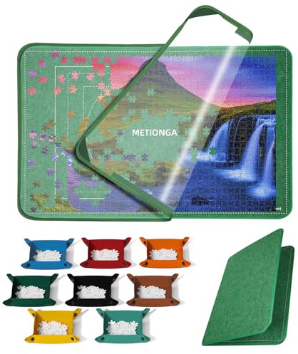 Metionga Jigsaw Boared for 2000 Puzzles - Extra Large, Felt Puzzle Accessories Jigsaw Puzzle Storage, Lightweight Easy to Move - Green