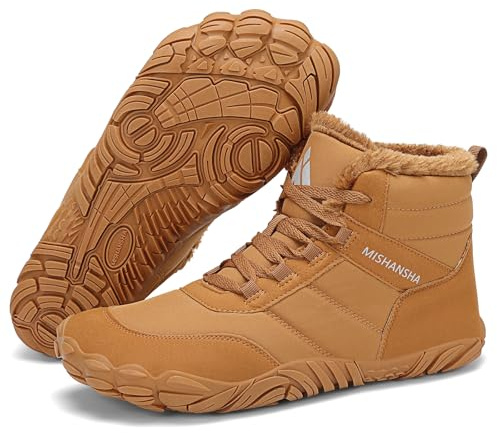 Mishansha Botas Mujer Invierno - Botines Mujer Invierno Botas Nieve Zapatos Invierno Barefoot Zapatillas Minimalistas, Marrón Gr.41