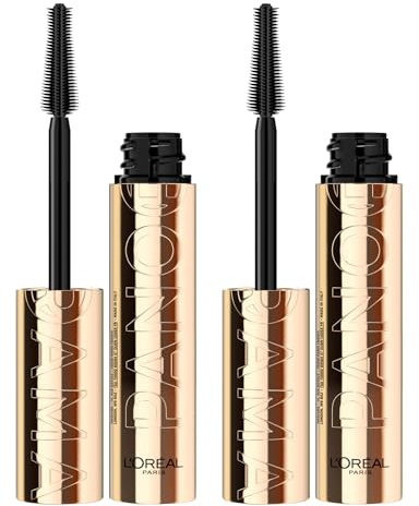 L'Oréal Paris Panorama Mascara, Volumengebend, verlängernd für die Wimpern, Fächereffekt mit mehrstufiger Bürste, Farbe Dark Brown - Set mit 2 Stück