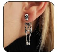 RIXERKOC Punk Halloween Ohrringe für Damen, Gruselige Schädel Skelett Ohrringe Totenkopfohrringe Halloween Thema Schmuck Geschenk für Kostüm Zubehör
