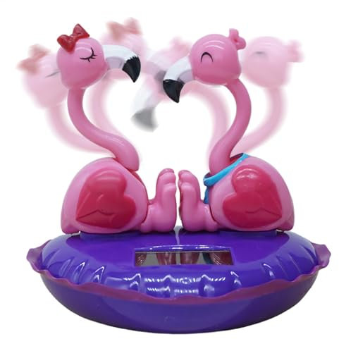 Solar tanzender Flamingo,Solarbetriebener tanzender Flamingo,Niedliche Ornamente für das Armaturenbrett - Valentinstag-Ornamente für Auto-Armaturenbrett-Schreibtisch, schüttelndes Kopf-Auto-Dekoration