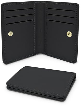 AfitLulu Ladies Purse Ultra-Thin Credit Card Holder Wallet Solid Color Women Wallets Womens Purse Simple Small Purses with Snap for 8 Credit Card Slots and 1 Banknote Slot (Black)