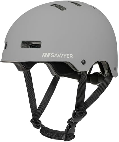 Sawyer Bikes - Casco Deportivo Ajustable (Niños y Adultos) (Gris, S)