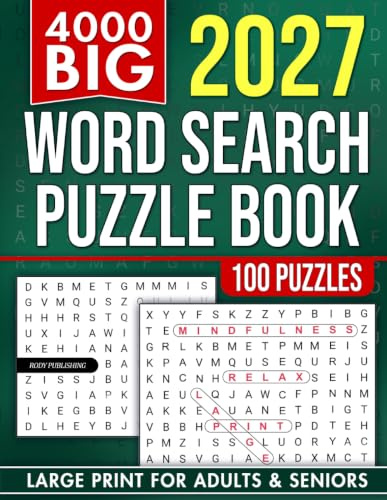 4000 Big Word Search Book for Adults and Seniors with 100 Puzzles: Large Print WordFind to Sharpen Focus, Boost Vocabulary & Relax (The Perfect Gift for Puzzle Lovers) (Gifts for Men & Women)