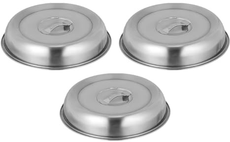 OUNONA Cubierta de Acero Inoxidable para Filetes y Alimentos, 3 Piezas, Resistente al Aceite, Diseño Simple y Forma Creativa, Adecuado para Cocina Familiar