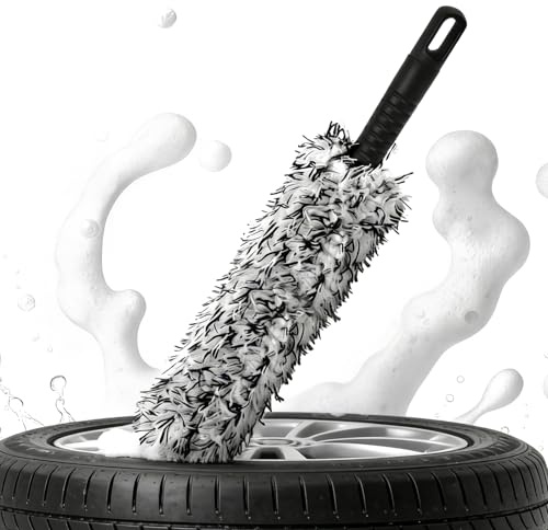 Cozary Spazzola Cerchi Auto in Microfibra | Ultra Flessibile per Pulizia Profonda e Senza Graffi Fino al Fondello | Ideale Per in Alluminio & Acciaio | Per Auto, Moto e Camion (1 Pezzo)